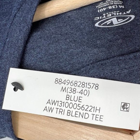 Men's Solid Blue Active T-Shirt ATHLETIC WORKS Short Sleeve Tri Blend Crewneck - Picture 7 of 10